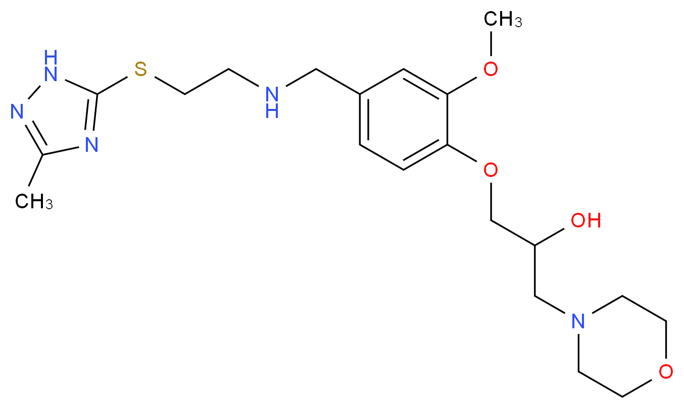 1-{2-methoxy-4-[({2-[(3-methyl-1H-1,2,4-triazol-5-yl)thio]ethyl}amino)methyl]phenoxy}-3-(4-morpholinyl)-2-propanol_Molecular_structure_CAS_)