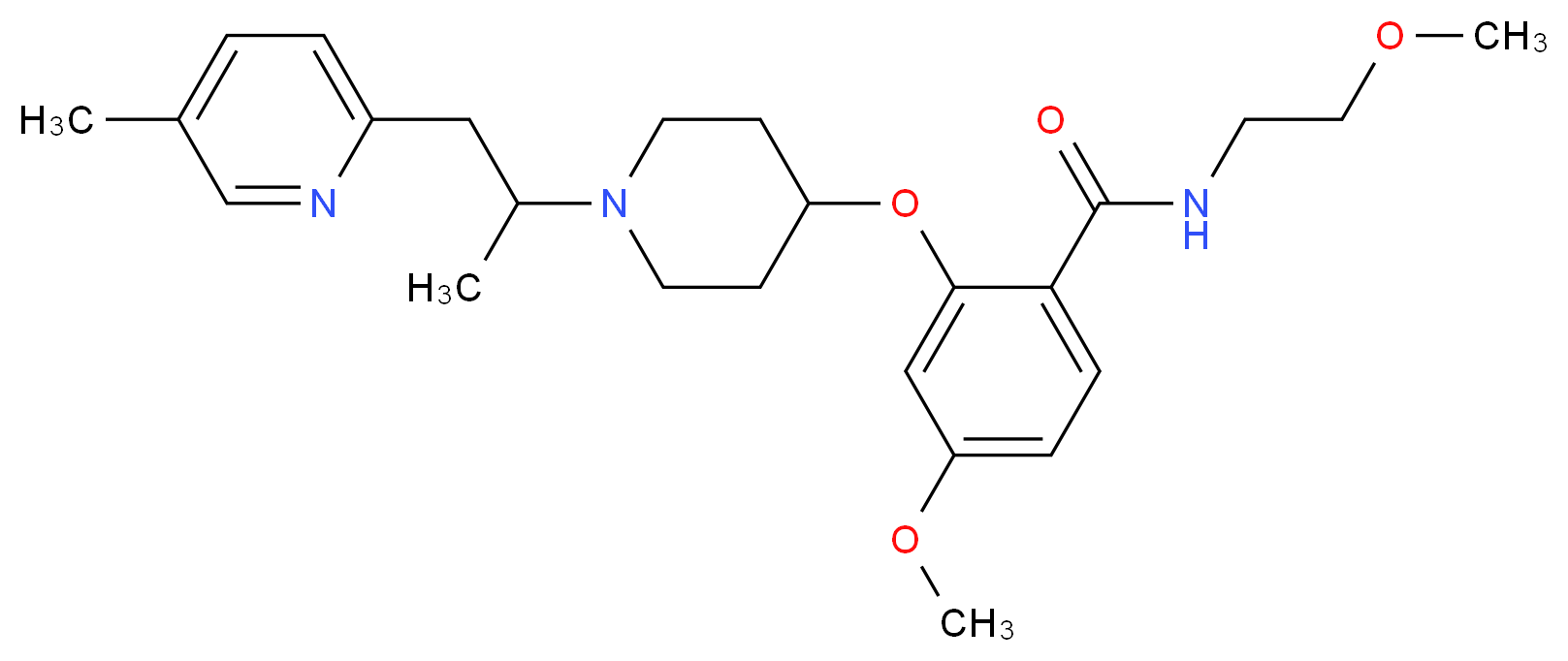 4-methoxy-N-(2-methoxyethyl)-2-({1-[1-methyl-2-(5-methyl-2-pyridinyl)ethyl]-4-piperidinyl}oxy)benzamide_Molecular_structure_CAS_)