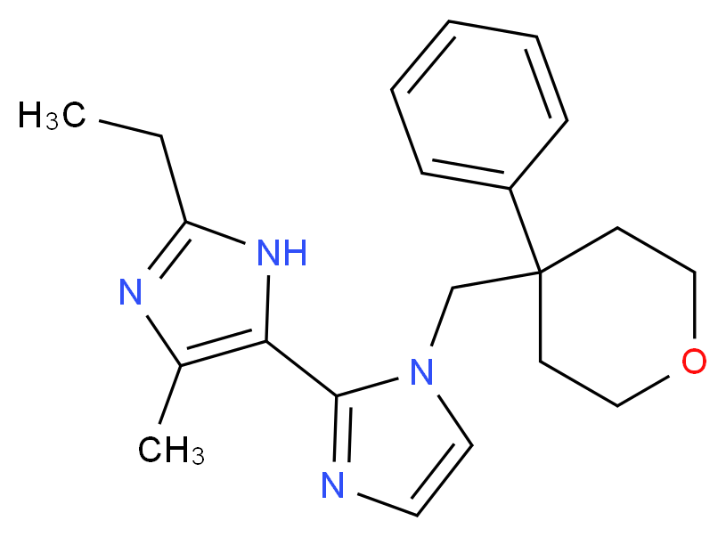 2'-ethyl-5'-methyl-1-[(4-phenyltetrahydro-2H-pyran-4-yl)methyl]-1H,3'H-2,4'-biimidazole_Molecular_structure_CAS_)