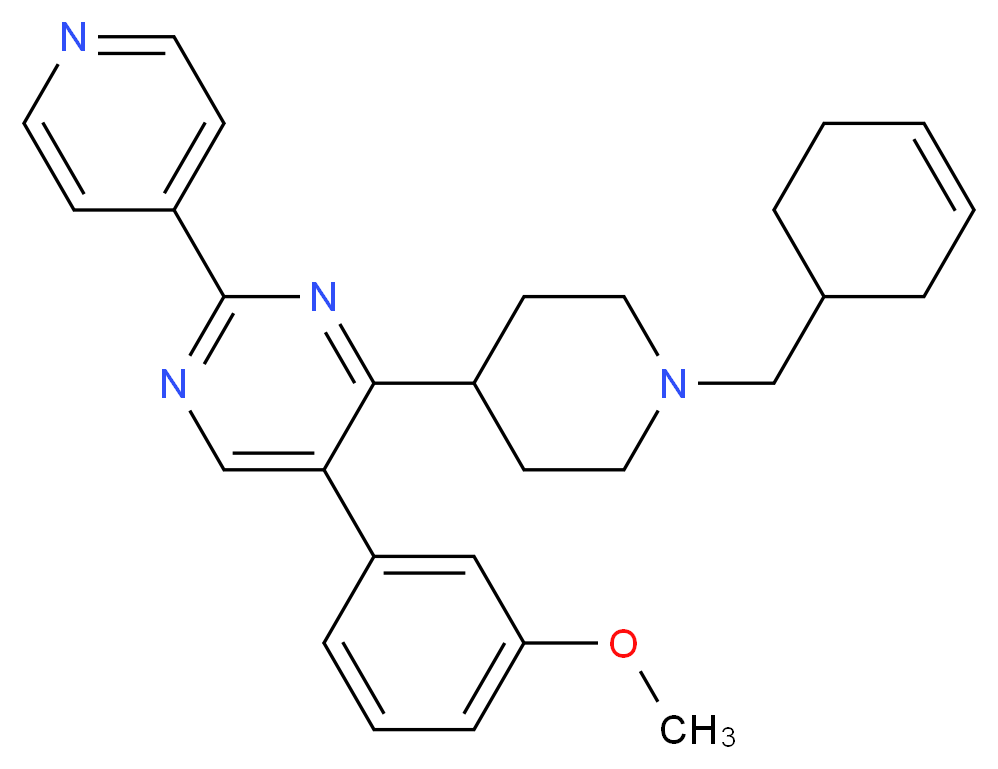 4-[1-(3-cyclohexen-1-ylmethyl)-4-piperidinyl]-5-(3-methoxyphenyl)-2-(4-pyridinyl)pyrimidine_Molecular_structure_CAS_)