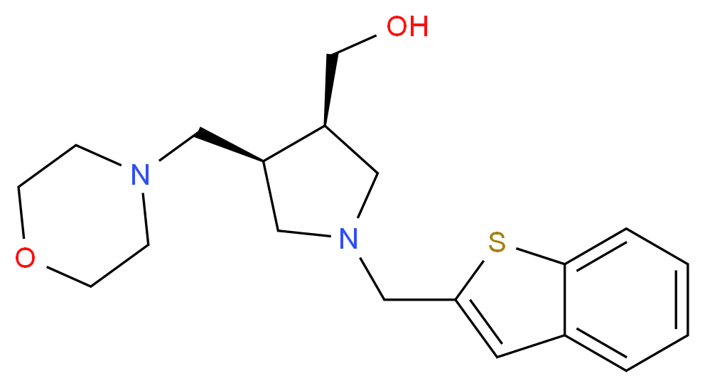 [(3R*,4R*)-1-(1-benzothien-2-ylmethyl)-4-(morpholin-4-ylmethyl)pyrrolidin-3-yl]methanol_Molecular_structure_CAS_)
