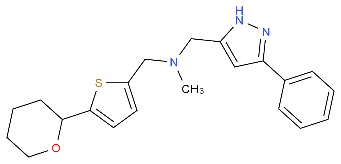 N-methyl-1-(3-phenyl-1H-pyrazol-5-yl)-N-{[5-(tetrahydro-2H-pyran-2-yl)-2-thienyl]methyl}methanamine_Molecular_structure_CAS_)