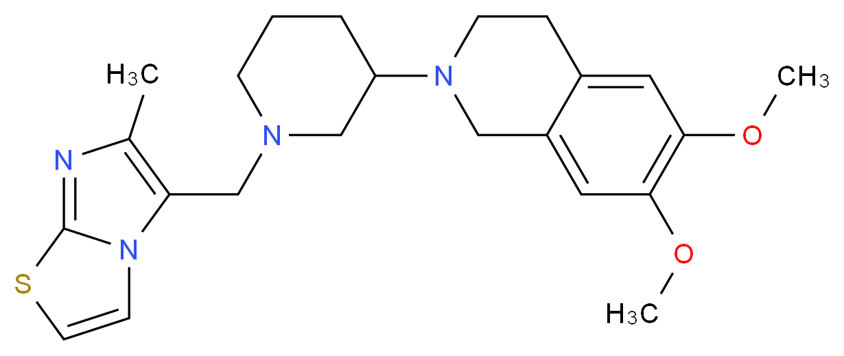 6,7-dimethoxy-2-{1-[(6-methylimidazo[2,1-b][1,3]thiazol-5-yl)methyl]-3-piperidinyl}-1,2,3,4-tetrahydroisoquinoline_Molecular_structure_CAS_)