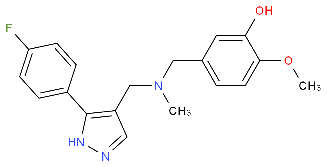 5-{[{[5-(4-fluorophenyl)-1H-pyrazol-4-yl]methyl}(methyl)amino]methyl}-2-methoxyphenol_Molecular_structure_CAS_)