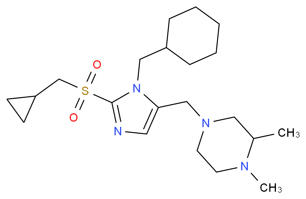 4-({1-(cyclohexylmethyl)-2-[(cyclopropylmethyl)sulfonyl]-1H-imidazol-5-yl}methyl)-1,2-dimethylpiperazine_Molecular_structure_CAS_)