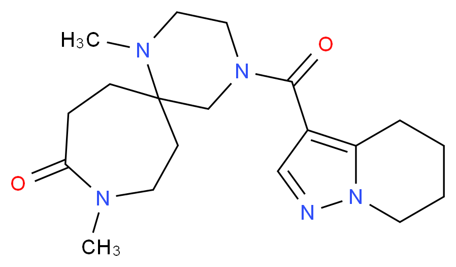 1,9-dimethyl-4-(4,5,6,7-tetrahydropyrazolo[1,5-a]pyridin-3-ylcarbonyl)-1,4,9-triazaspiro[5.6]dodecan-10-one_Molecular_structure_CAS_)