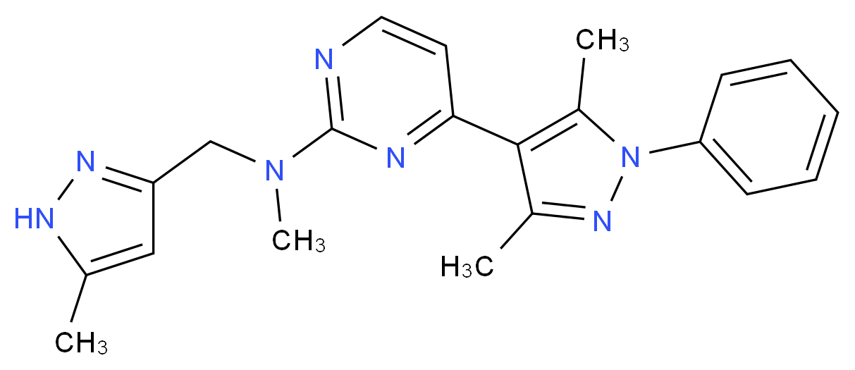 4-(3,5-dimethyl-1-phenyl-1H-pyrazol-4-yl)-N-methyl-N-[(5-methyl-1H-pyrazol-3-yl)methyl]pyrimidin-2-amine_Molecular_structure_CAS_)