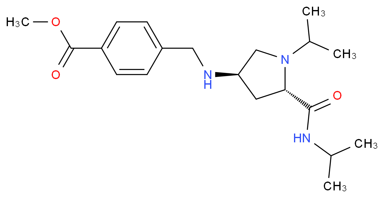 methyl 4-[({(3R,5S)-1-isopropyl-5-[(isopropylamino)carbonyl]-3-pyrrolidinyl}amino)methyl]benzoate_Molecular_structure_CAS_)
