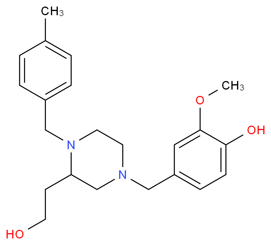 4-{[3-(2-hydroxyethyl)-4-(4-methylbenzyl)-1-piperazinyl]methyl}-2-methoxyphenol_Molecular_structure_CAS_)