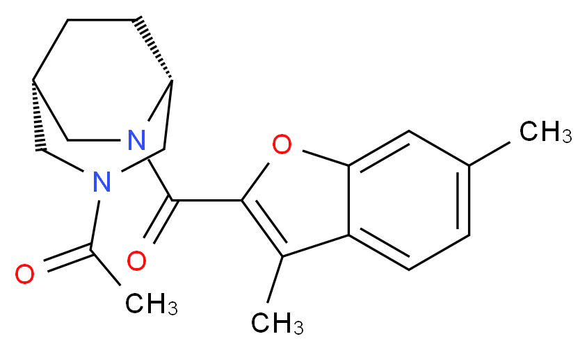 (1S*,5R*)-3-acetyl-6-[(3,6-dimethyl-1-benzofuran-2-yl)carbonyl]-3,6-diazabicyclo[3.2.2]nonane_Molecular_structure_CAS_)