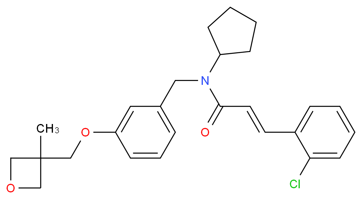 (2E)-3-(2-chlorophenyl)-N-cyclopentyl-N-{3-[(3-methyl-3-oxetanyl)methoxy]benzyl}acrylamide_Molecular_structure_CAS_)