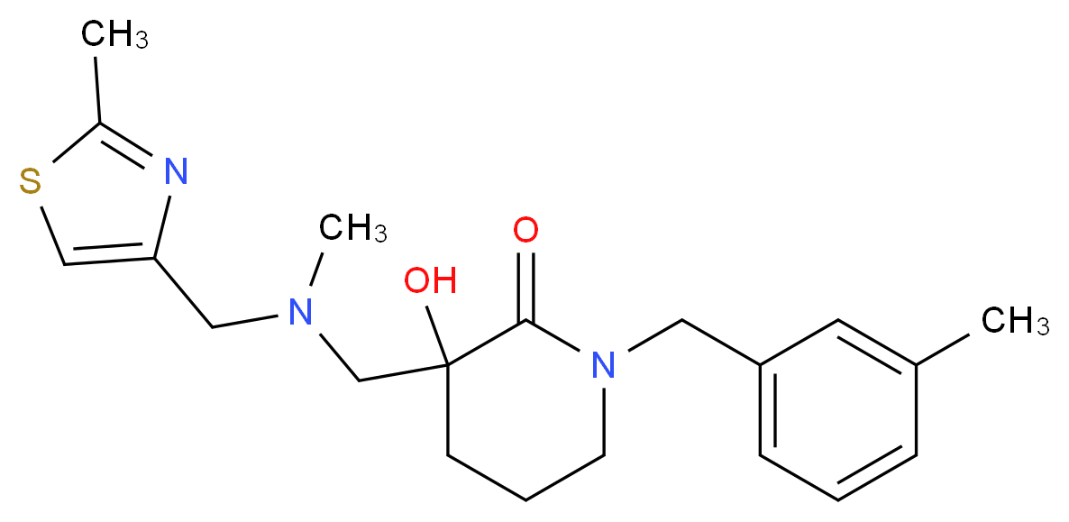 3-hydroxy-1-(3-methylbenzyl)-3-({methyl[(2-methyl-1,3-thiazol-4-yl)methyl]amino}methyl)-2-piperidinone_Molecular_structure_CAS_)