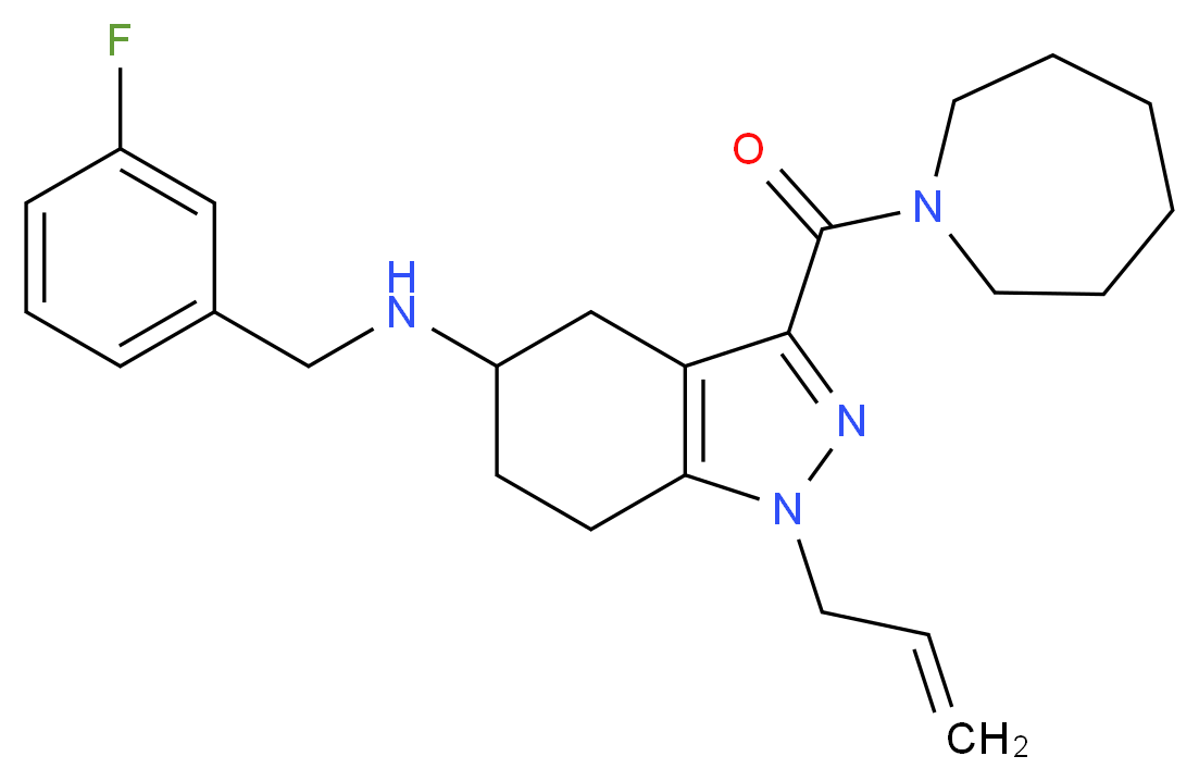 1-allyl-3-(1-azepanylcarbonyl)-N-(3-fluorobenzyl)-4,5,6,7-tetrahydro-1H-indazol-5-amine_Molecular_structure_CAS_)