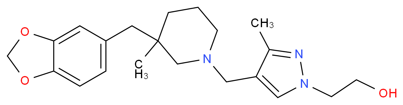 2-(4-{[3-(1,3-benzodioxol-5-ylmethyl)-3-methylpiperidin-1-yl]methyl}-3-methyl-1H-pyrazol-1-yl)ethanol_Molecular_structure_CAS_)