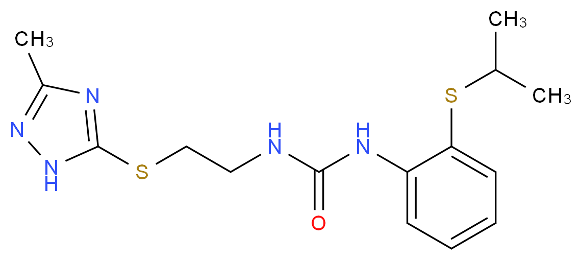 N-[2-(isopropylthio)phenyl]-N'-{2-[(3-methyl-1H-1,2,4-triazol-5-yl)thio]ethyl}urea_Molecular_structure_CAS_)