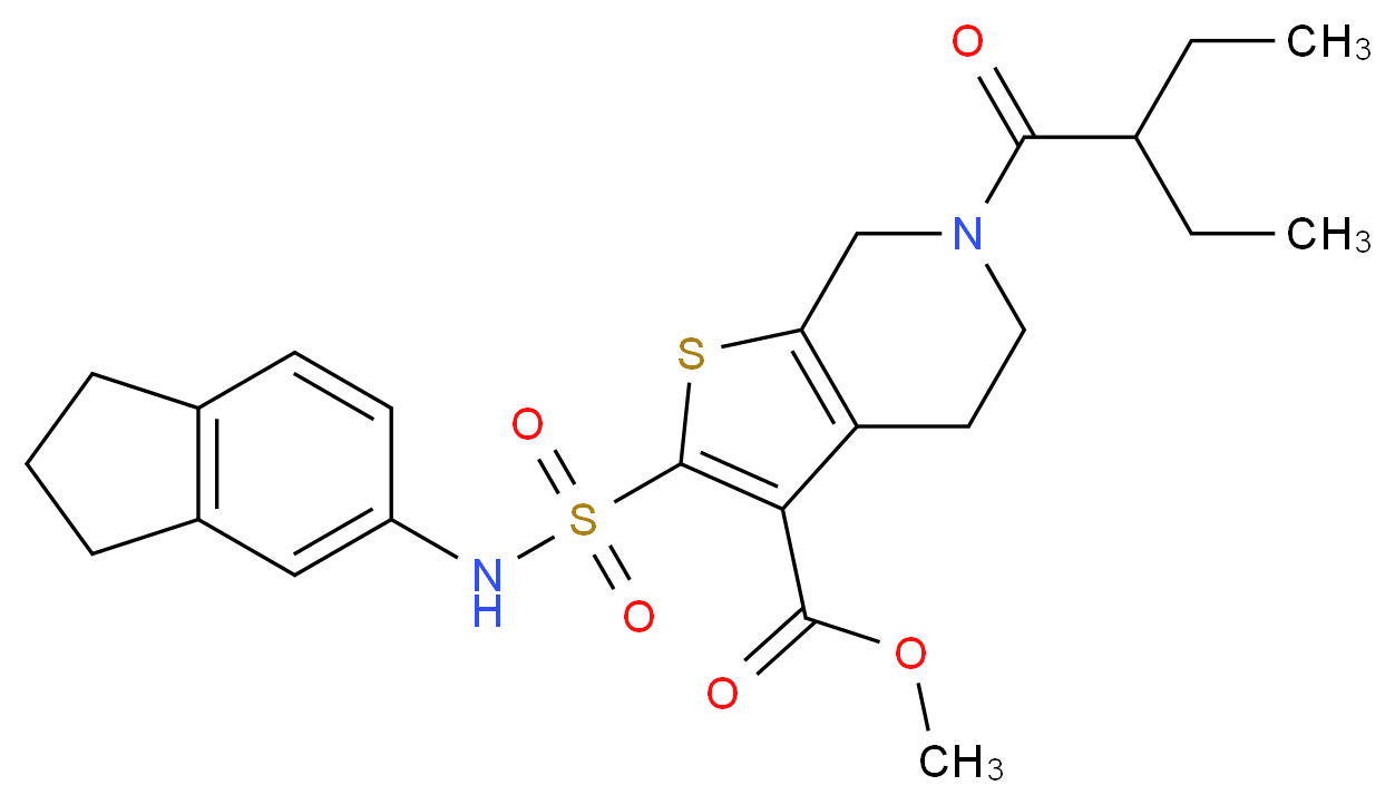 methyl 2-[(2,3-dihydro-1H-inden-5-ylamino)sulfonyl]-6-(2-ethylbutanoyl)-4,5,6,7-tetrahydrothieno[2,3-c]pyridine-3-carboxylate_Molecular_structure_CAS_)