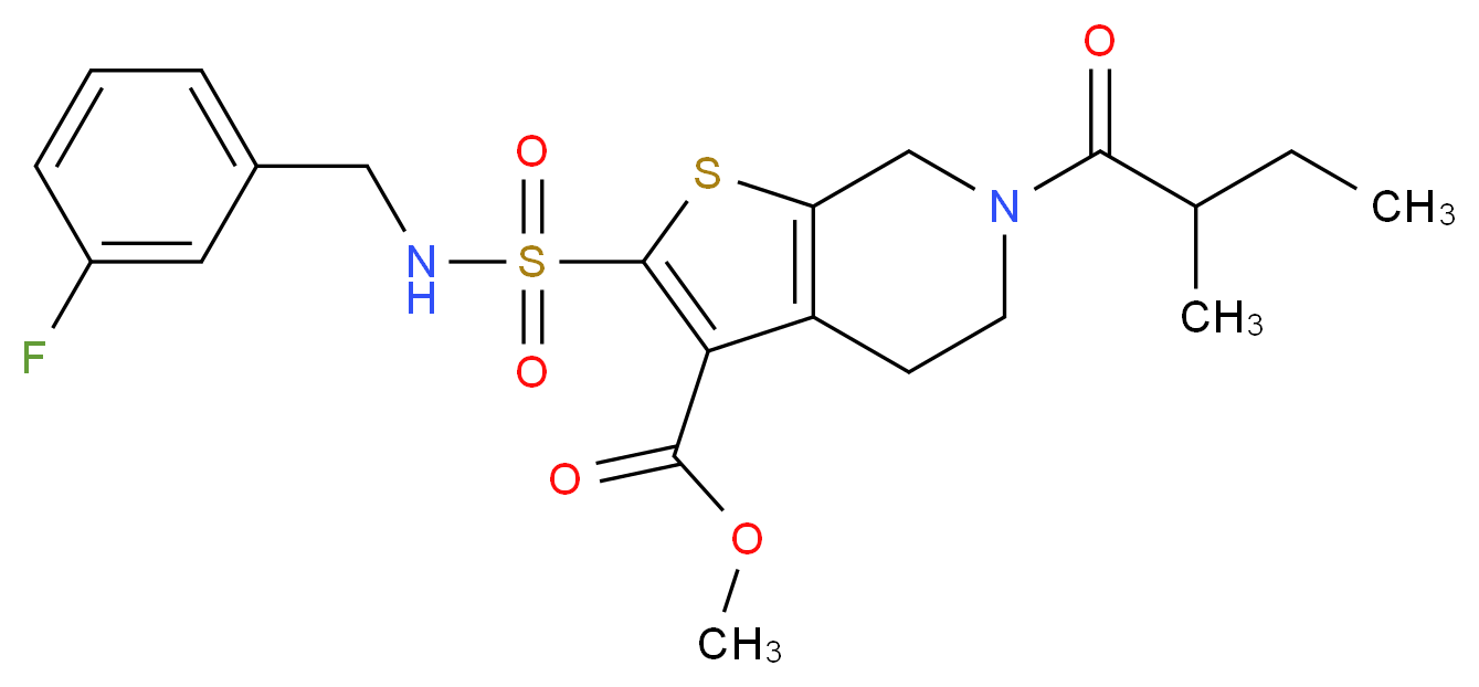 methyl 2-{[(3-fluorobenzyl)amino]sulfonyl}-6-(2-methylbutanoyl)-4,5,6,7-tetrahydrothieno[2,3-c]pyridine-3-carboxylate_Molecular_structure_CAS_)