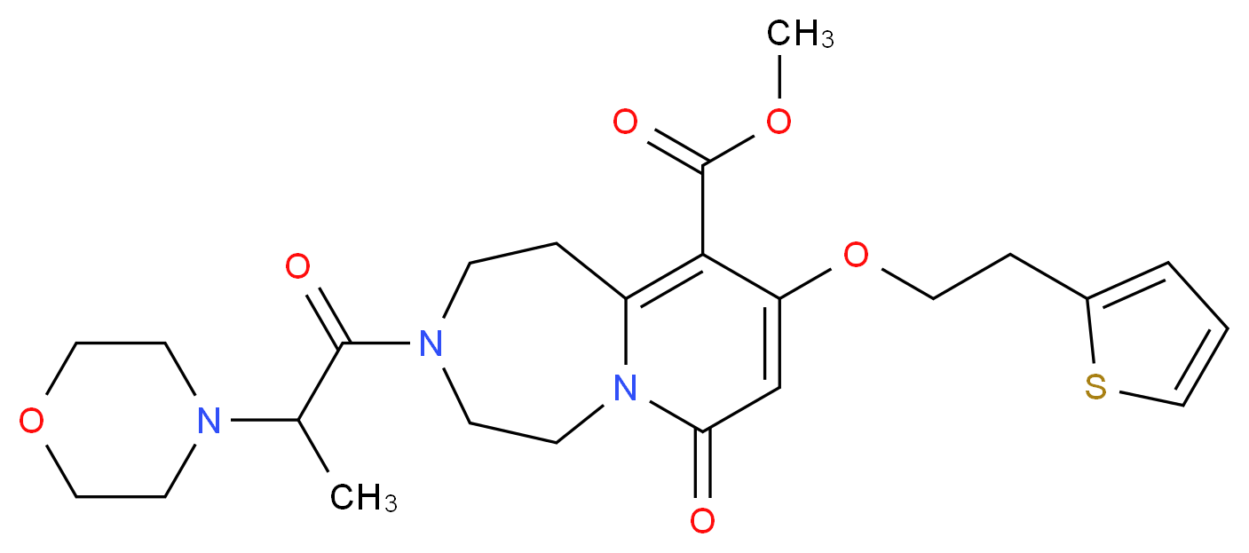 methyl 3-[2-(4-morpholinyl)propanoyl]-7-oxo-9-[2-(2-thienyl)ethoxy]-1,2,3,4,5,7-hexahydropyrido[1,2-d][1,4]diazepine-10-carboxylate_Molecular_structure_CAS_)