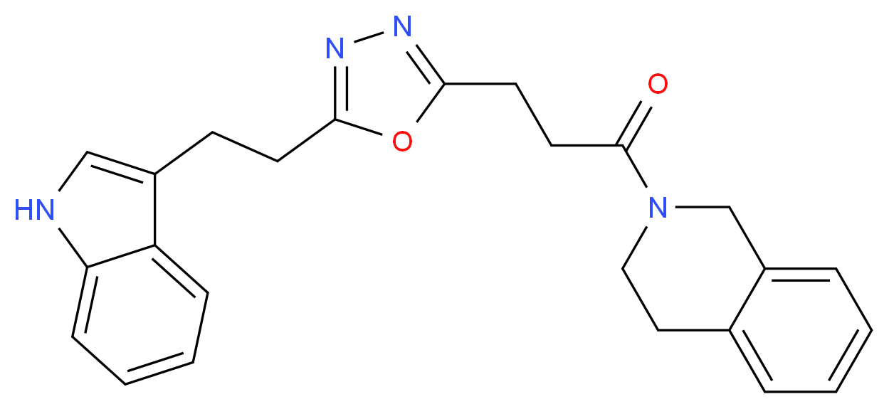 2-(3-{5-[2-(1H-indol-3-yl)ethyl]-1,3,4-oxadiazol-2-yl}propanoyl)-1,2,3,4-tetrahydroisoquinoline_Molecular_structure_CAS_)