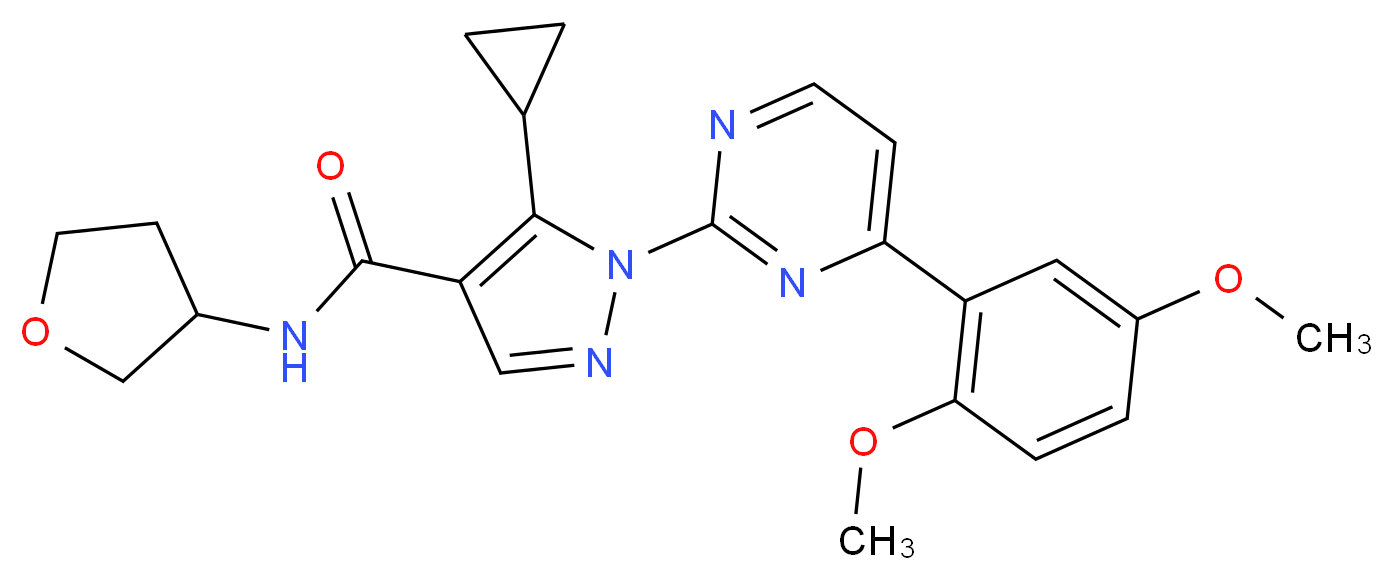 5-cyclopropyl-1-[4-(2,5-dimethoxyphenyl)-2-pyrimidinyl]-N-(tetrahydro-3-furanyl)-1H-pyrazole-4-carboxamide_Molecular_structure_CAS_)