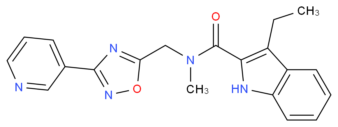 3-ethyl-N-methyl-N-{[3-(3-pyridinyl)-1,2,4-oxadiazol-5-yl]methyl}-1H-indole-2-carboxamide_Molecular_structure_CAS_)