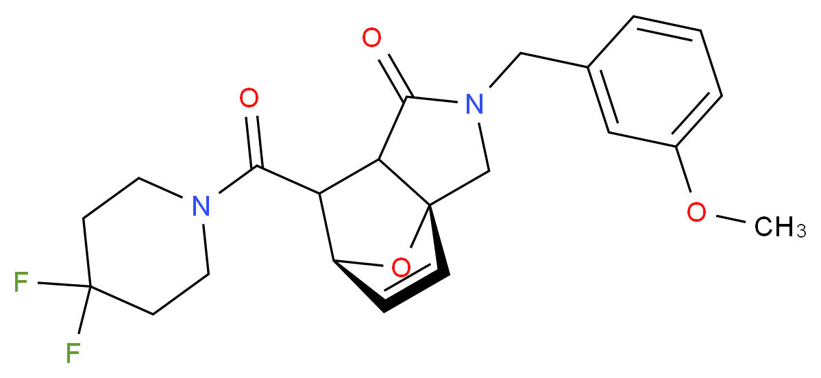 (3aR*,6S*)-7-[(4,4-difluoropiperidin-1-yl)carbonyl]-2-(3-methoxybenzyl)-2,3,7,7a-tetrahydro-3a,6-epoxyisoindol-1(6H)-one_Molecular_structure_CAS_)