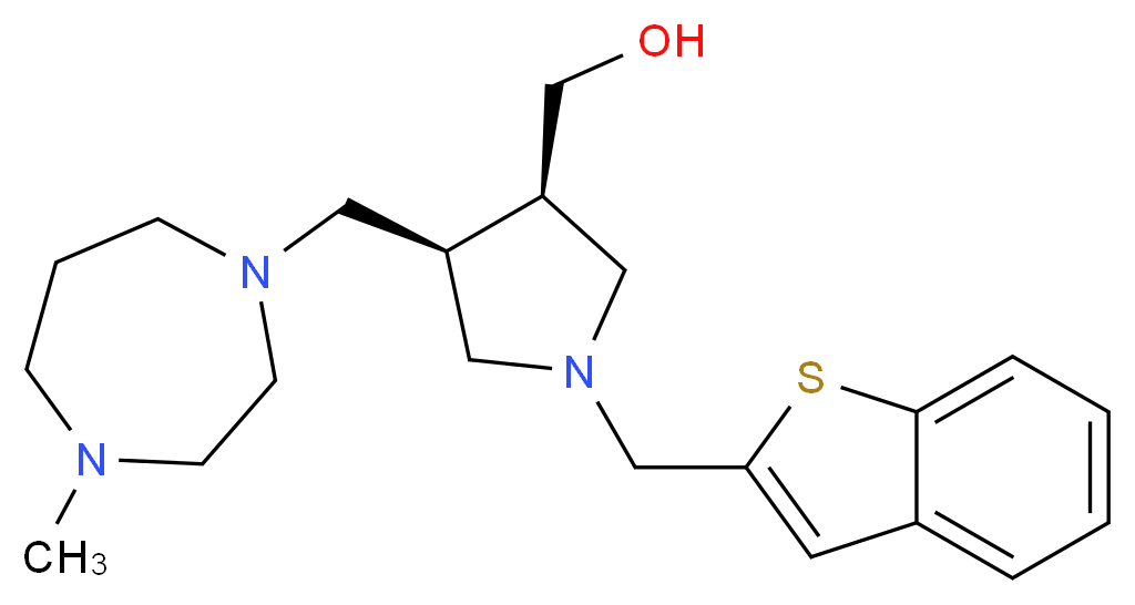 {(3R*,4R*)-1-(1-benzothien-2-ylmethyl)-4-[(4-methyl-1,4-diazepan-1-yl)methyl]pyrrolidin-3-yl}methanol_Molecular_structure_CAS_)