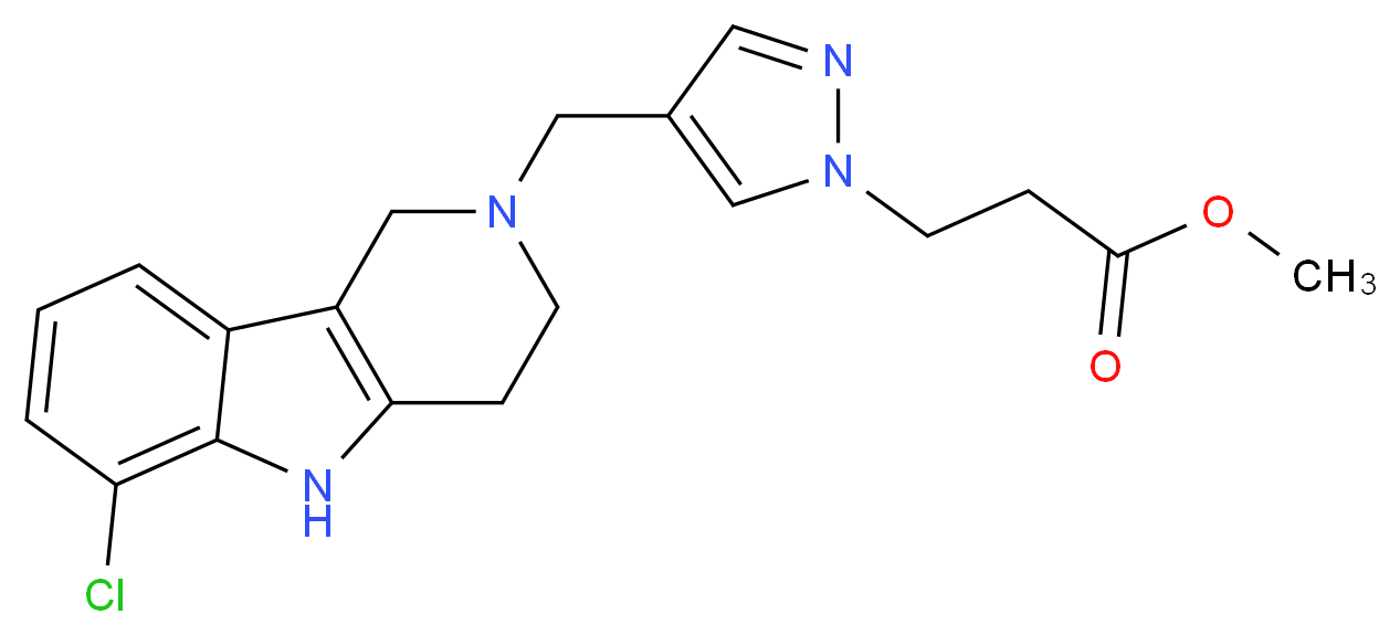 methyl 3-{4-[(6-chloro-1,3,4,5-tetrahydro-2H-pyrido[4,3-b]indol-2-yl)methyl]-1H-pyrazol-1-yl}propanoate_Molecular_structure_CAS_)