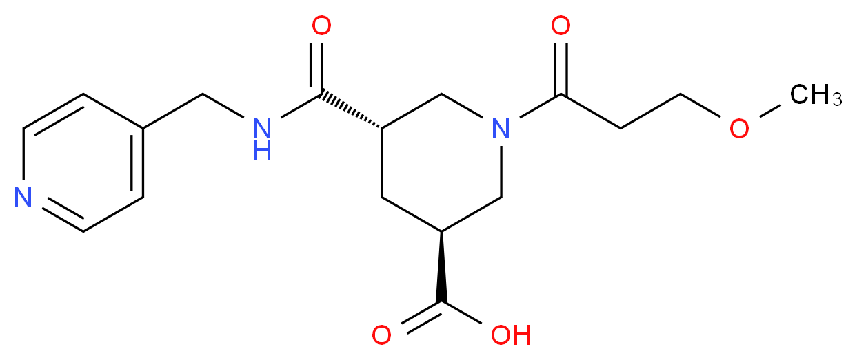(3S*,5S*)-1-(3-methoxypropanoyl)-5-{[(4-pyridinylmethyl)amino]carbonyl}-3-piperidinecarboxylic acid_Molecular_structure_CAS_)