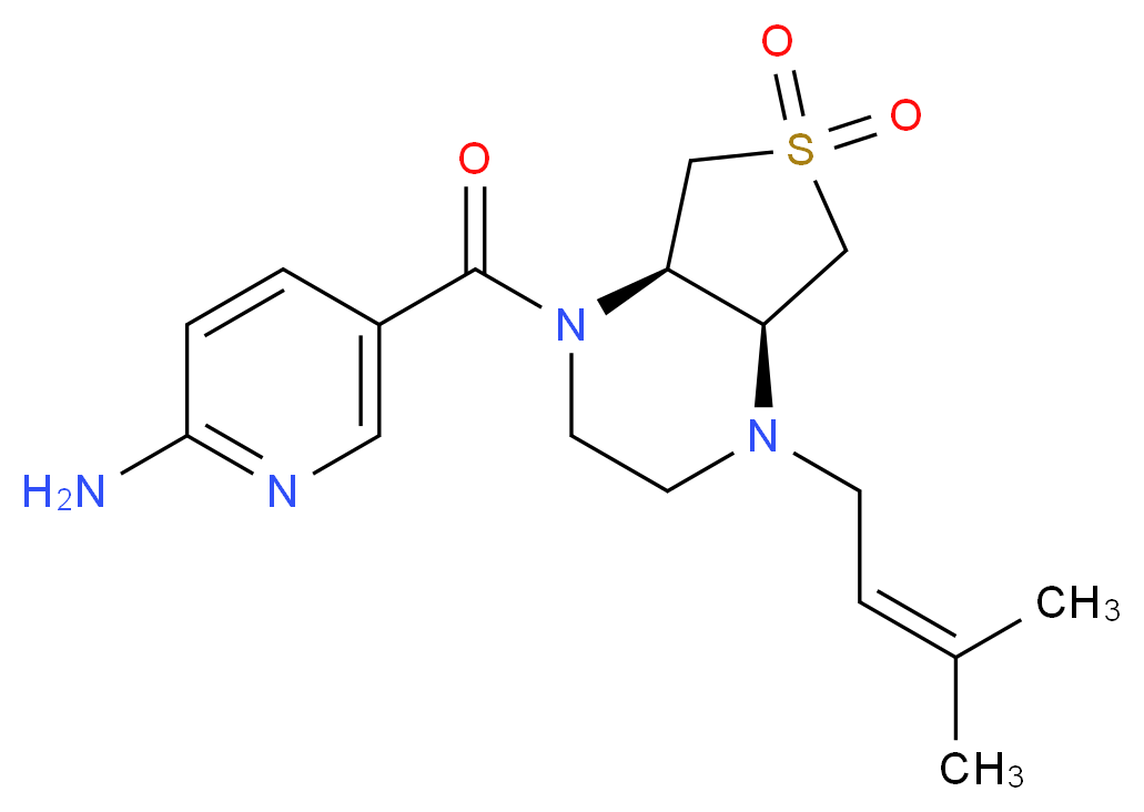5-{[(4aS*,7aR*)-4-(3-methyl-2-buten-1-yl)-6,6-dioxidohexahydrothieno[3,4-b]pyrazin-1(2H)-yl]carbonyl}-2-pyridinamine_Molecular_structure_CAS_)