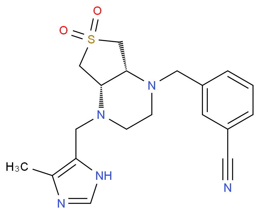 3-{[(4aS*,7aR*)-4-[(4-methyl-1H-imidazol-5-yl)methyl]-6,6-dioxidohexahydrothieno[3,4-b]pyrazin-1(2H)-yl]methyl}benzonitrile_Molecular_structure_CAS_)