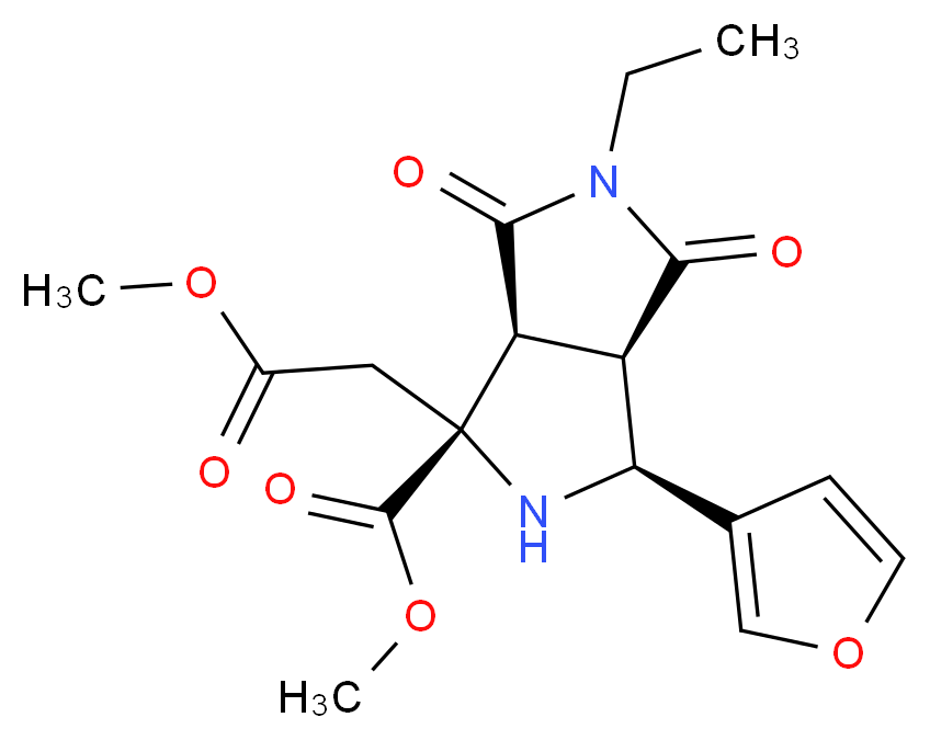 methyl (1R*,3S*,3aR*,6aS*)-5-ethyl-3-(3-furyl)-1-(2-methoxy-2-oxoethyl)-4,6-dioxooctahydropyrrolo[3,4-c]pyrrole-1-carboxylate_Molecular_structure_CAS_)