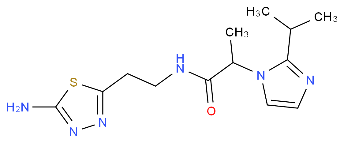N-[2-(5-amino-1,3,4-thiadiazol-2-yl)ethyl]-2-(2-isopropyl-1H-imidazol-1-yl)propanamide_Molecular_structure_CAS_)