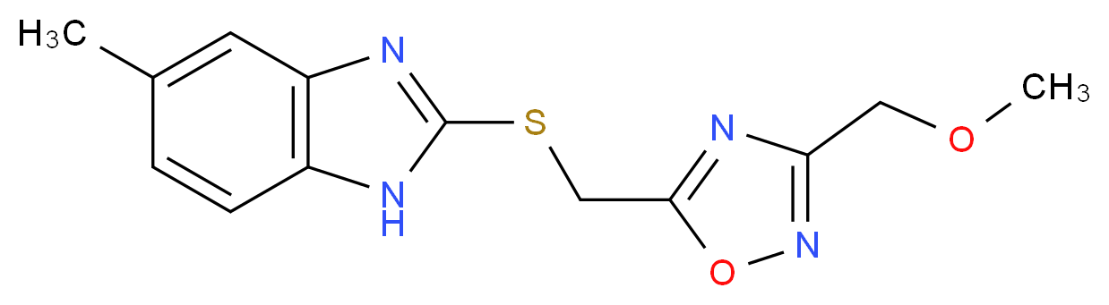 2-({[3-(methoxymethyl)-1,2,4-oxadiazol-5-yl]methyl}thio)-5-methyl-1H-benzimidazole_Molecular_structure_CAS_)