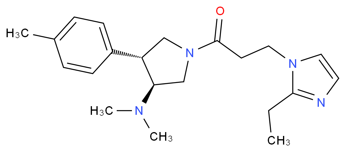 (3S*,4R*)-1-[3-(2-ethyl-1H-imidazol-1-yl)propanoyl]-N,N-dimethyl-4-(4-methylphenyl)pyrrolidin-3-amine_Molecular_structure_CAS_)