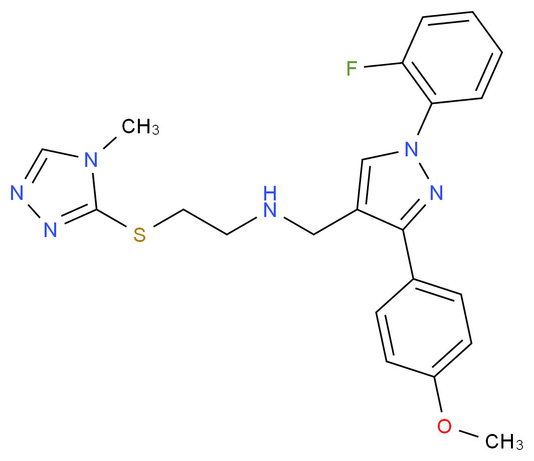N-{[1-(2-fluorophenyl)-3-(4-methoxyphenyl)-1H-pyrazol-4-yl]methyl}-2-[(4-methyl-4H-1,2,4-triazol-3-yl)thio]ethanamine_Molecular_structure_CAS_)
