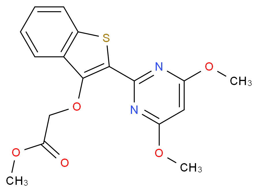Methyl {[2-(4,6-dimethoxypyrimidine-2-yl)-1-benzothien-3-yl]oxy}acetate_Molecular_structure_CAS_)