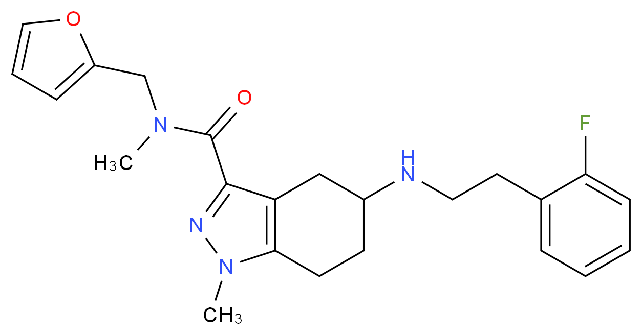 5-{[2-(2-fluorophenyl)ethyl]amino}-N-(2-furylmethyl)-N,1-dimethyl-4,5,6,7-tetrahydro-1H-indazole-3-carboxamide_Molecular_structure_CAS_)