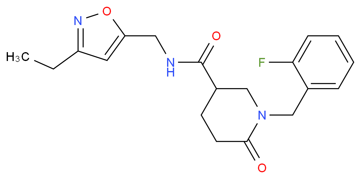 N-[(3-ethyl-5-isoxazolyl)methyl]-1-(2-fluorobenzyl)-6-oxo-3-piperidinecarboxamide_Molecular_structure_CAS_)
