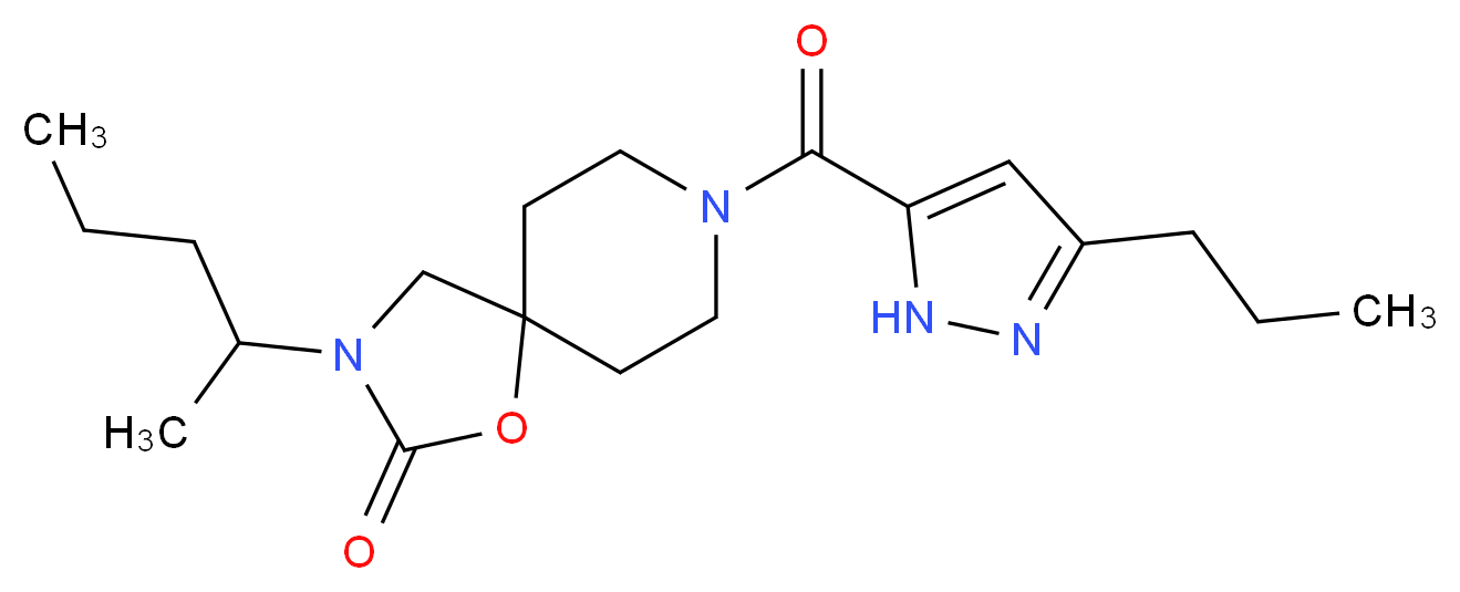 3-(1-methylbutyl)-8-[(3-propyl-1H-pyrazol-5-yl)carbonyl]-1-oxa-3,8-diazaspiro[4.5]decan-2-one_Molecular_structure_CAS_)