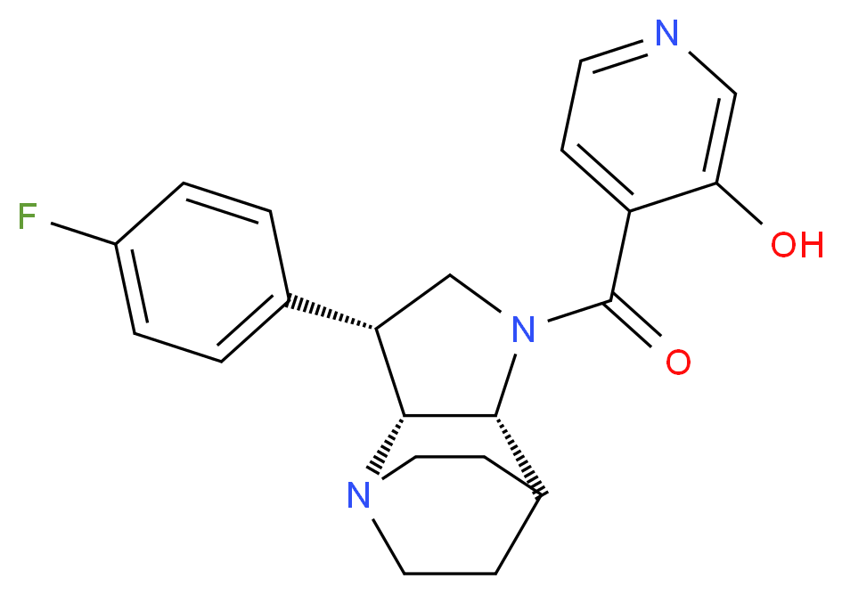4-{[(2R*,3R*,6R*)-3-(4-fluorophenyl)-1,5-diazatricyclo[5.2.2.0~2,6~]undec-5-yl]carbonyl}pyridin-3-ol_Molecular_structure_CAS_)