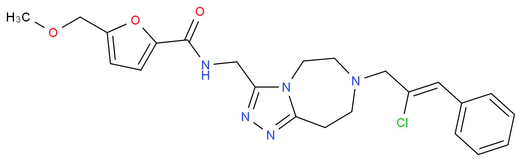 N-({7-[(2Z)-2-chloro-3-phenyl-2-propen-1-yl]-6,7,8,9-tetrahydro-5H-[1,2,4]triazolo[4,3-d][1,4]diazepin-3-yl}methyl)-5-(methoxymethyl)-2-furamide_Molecular_structure_CAS_)