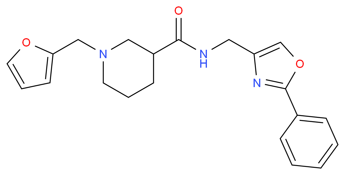 1-(2-furylmethyl)-N-[(2-phenyl-1,3-oxazol-4-yl)methyl]-3-piperidinecarboxamide_Molecular_structure_CAS_)