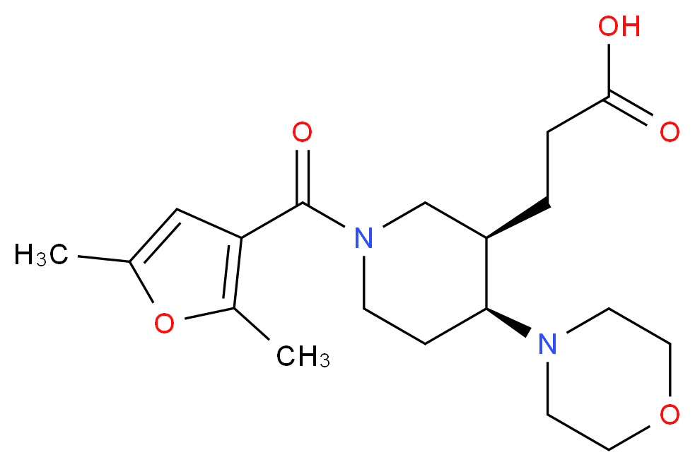 3-[(3R*,4S*)-1-(2,5-dimethyl-3-furoyl)-4-morpholin-4-ylpiperidin-3-yl]propanoic acid_Molecular_structure_CAS_)