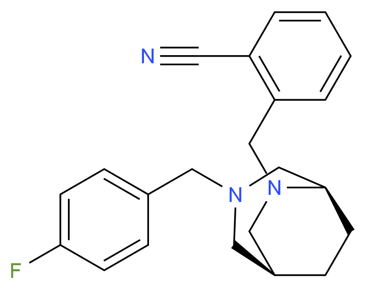 2-{[(1S*,5R*)-3-(4-fluorobenzyl)-3,6-diazabicyclo[3.2.2]non-6-yl]methyl}benzonitrile_Molecular_structure_CAS_)