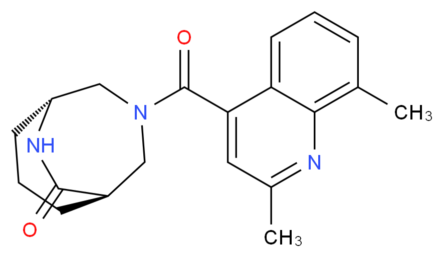 (1S*,5R*)-3-[(2,8-dimethyl-4-quinolinyl)carbonyl]-3,9-diazabicyclo[3.3.2]decan-10-one_Molecular_structure_CAS_)