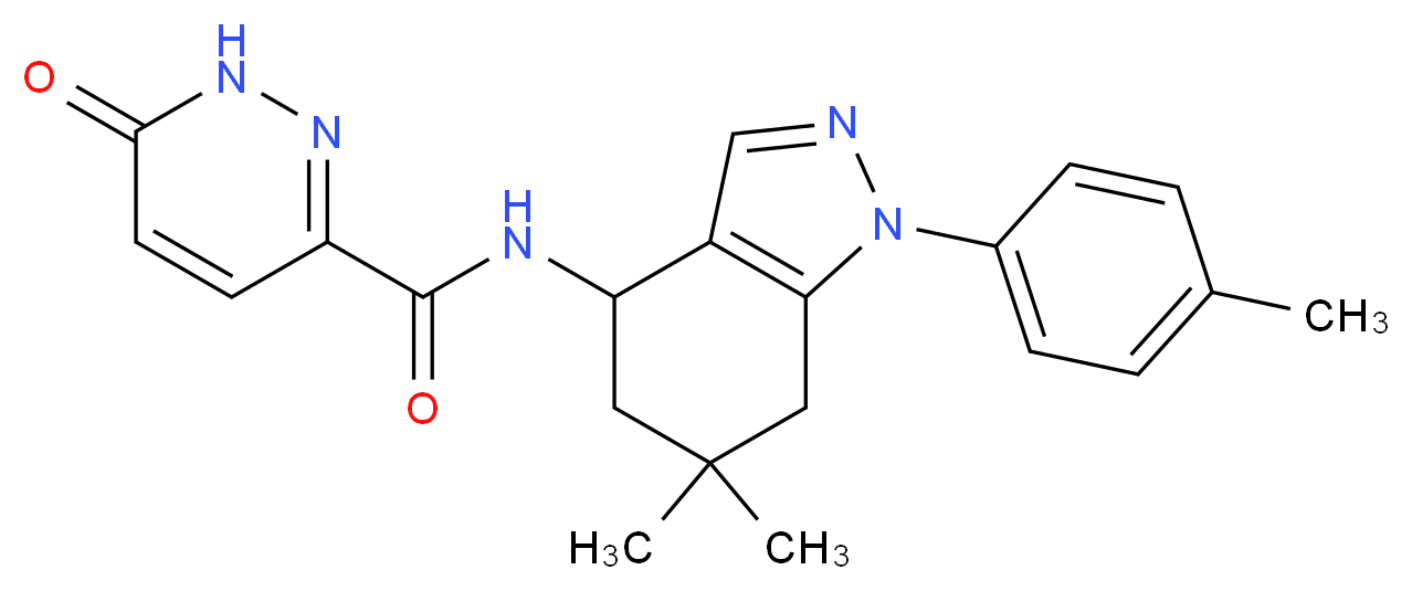 N-[6,6-dimethyl-1-(4-methylphenyl)-4,5,6,7-tetrahydro-1H-indazol-4-yl]-6-oxo-1,6-dihydro-3-pyridazinecarboxamide_Molecular_structure_CAS_)