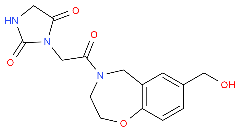 3-{2-[7-(hydroxymethyl)-2,3-dihydro-1,4-benzoxazepin-4(5H)-yl]-2-oxoethyl}-2,4-imidazolidinedione_Molecular_structure_CAS_)