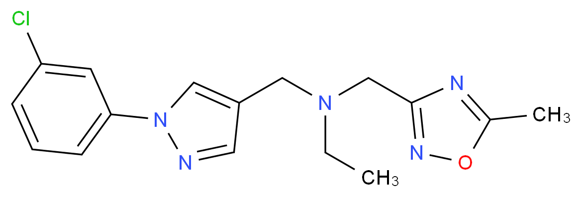 N-{[1-(3-chlorophenyl)-1H-pyrazol-4-yl]methyl}-N-[(5-methyl-1,2,4-oxadiazol-3-yl)methyl]ethanamine_Molecular_structure_CAS_)
