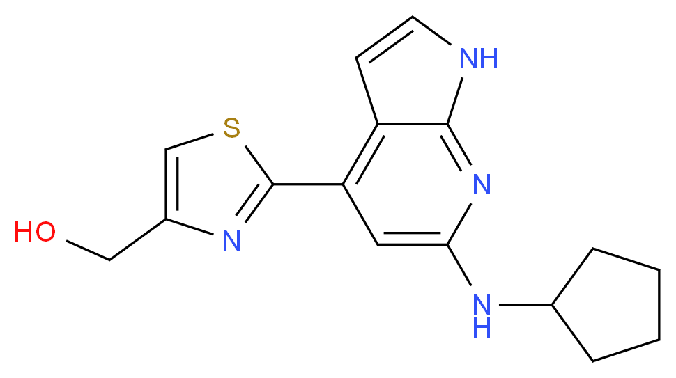 {2-[6-(cyclopentylamino)-1H-pyrrolo[2,3-b]pyridin-4-yl]-1,3-thiazol-4-yl}methanol_Molecular_structure_CAS_)